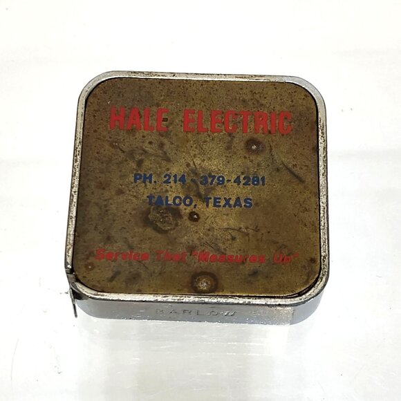 Barlow Advertising Tape Measure Hale Electric Talco Texas 1960s Made USA Vintage - Picture 1 of 5